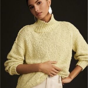 Anthropologie need it oversized  mock neck Light Yellow green Turtleneck Sweater